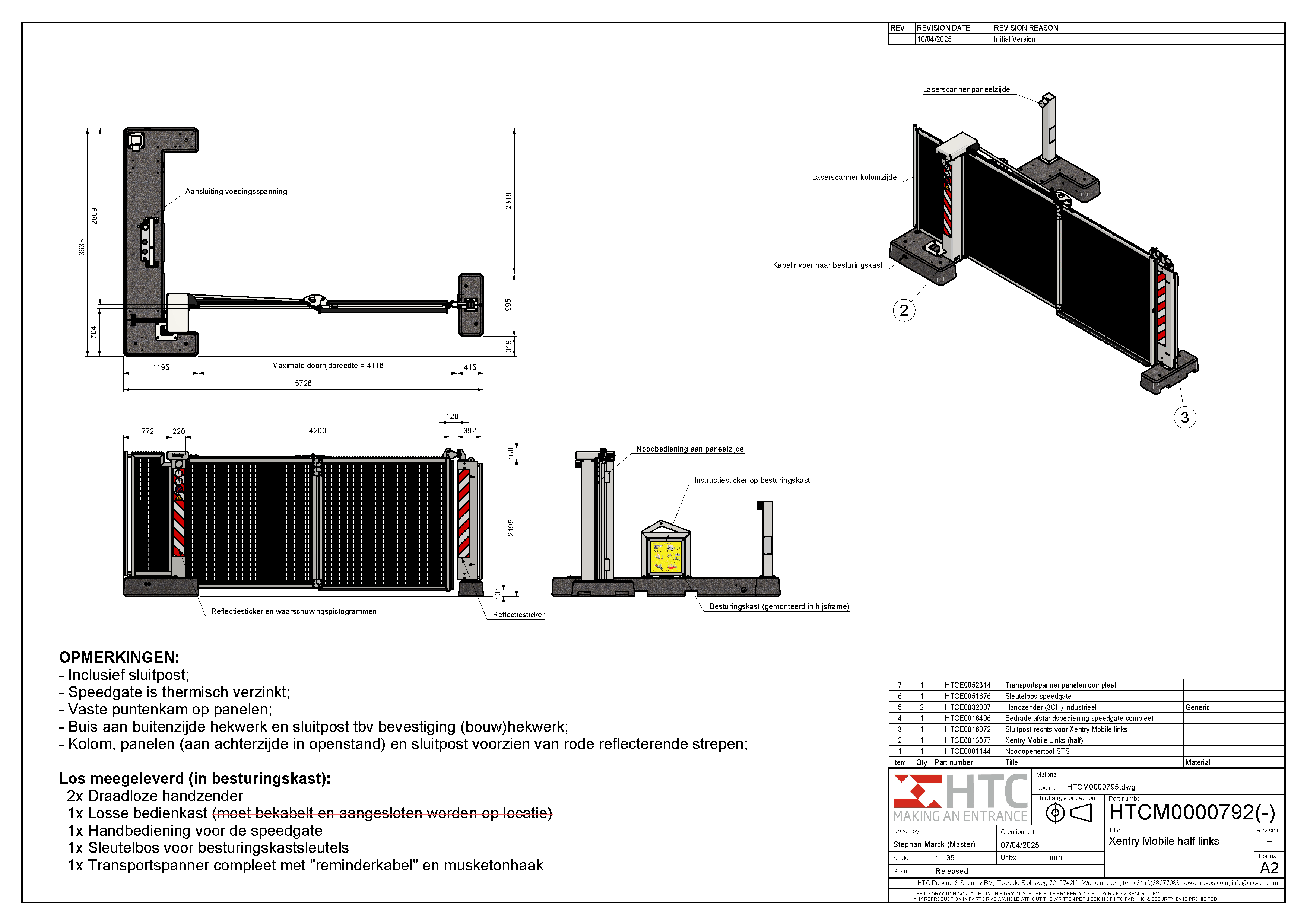 Dimensioned drawing Xentry Mobile